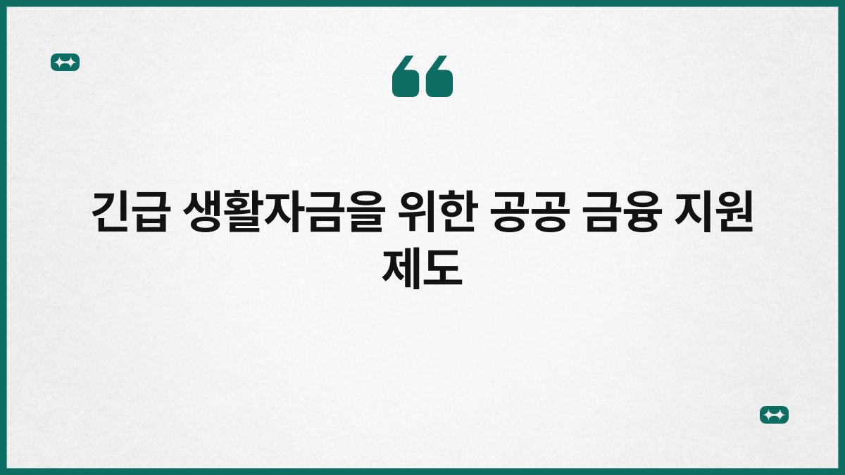 긴급 생활자금을 위한 공공 금융 지원 제도 1