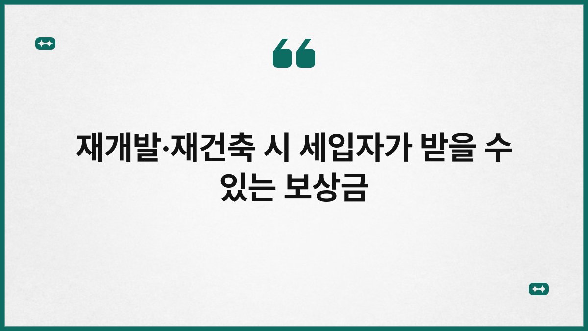 재개발·재건축 시 세입자가 받을 수 있는 보상금 1