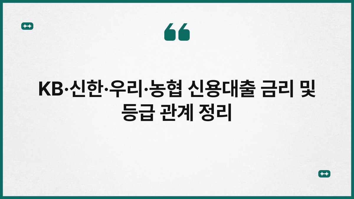 KB·신한·우리·농협 신용대출 금리 및 등급 관계 정리 1