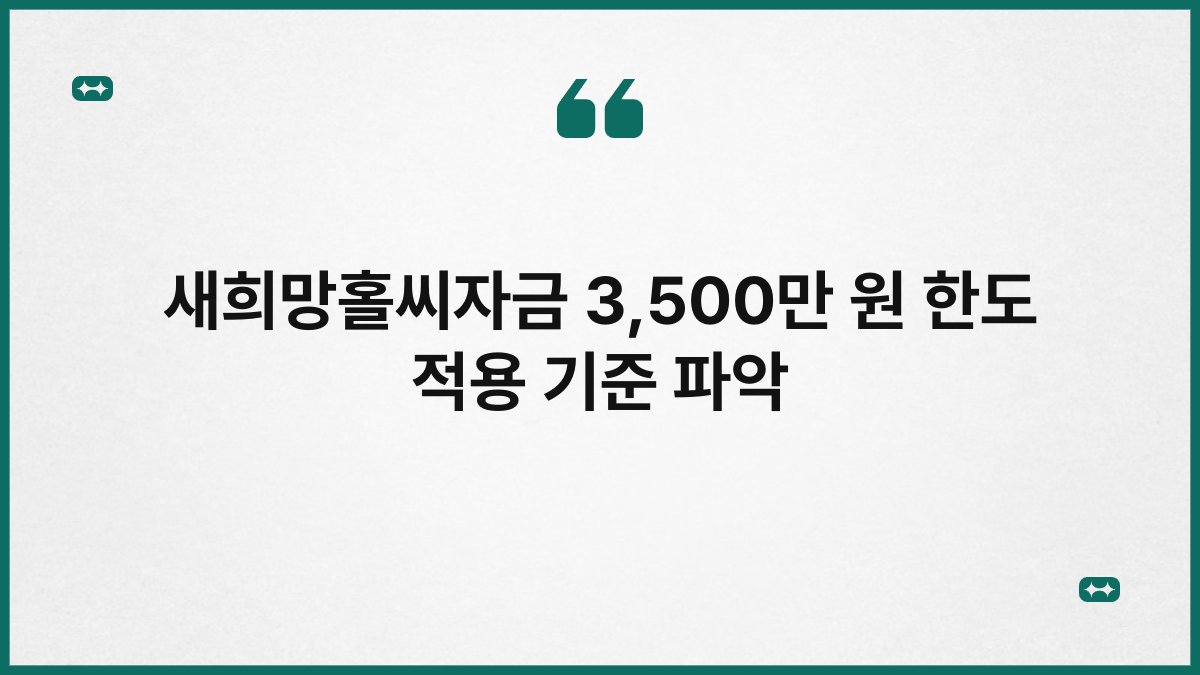 새희망홀씨자금 3,500만 원 한도 적용 기준 파악 1