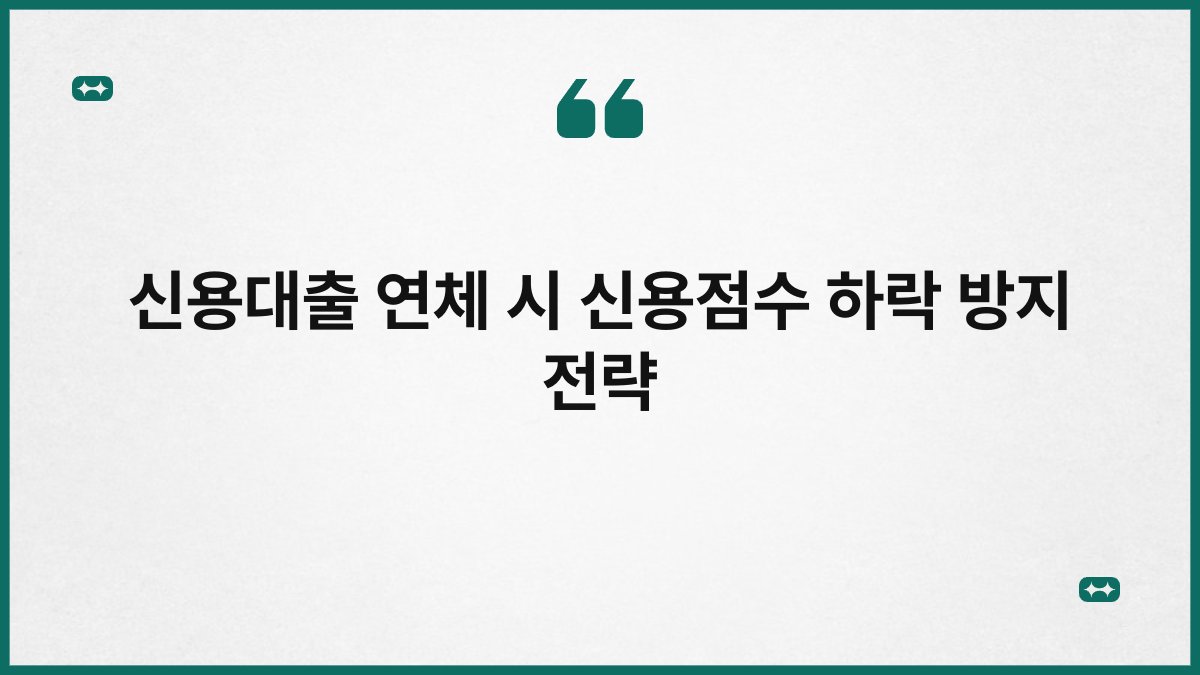 신용대출 연체 시 신용점수 하락 방지 전략 1