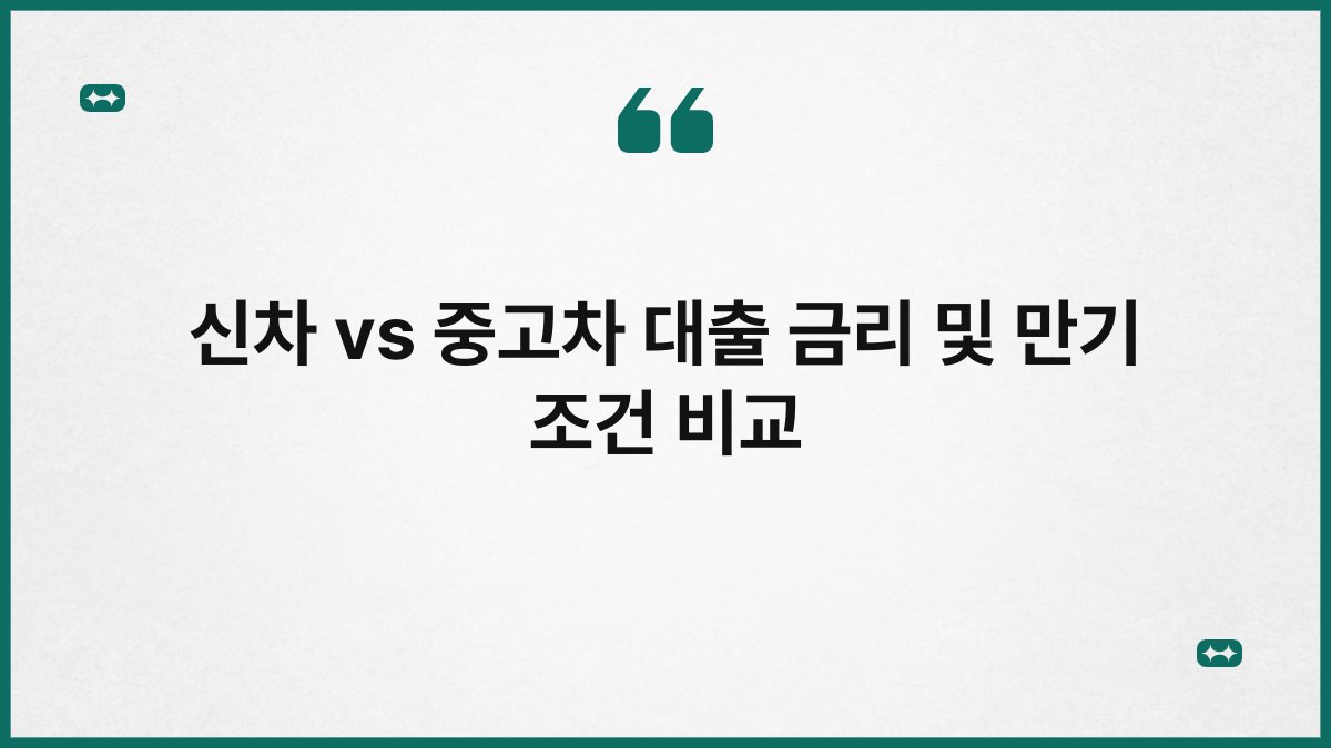 신차 vs 중고차 대출 금리 및 만기 조건 비교 1