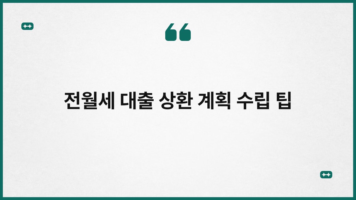 전월세 대출 상환 계획 수립 팁 1