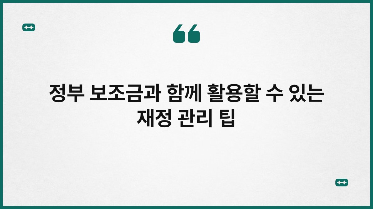 정부 보조금과 함께 활용할 수 있는 재정 관리 팁 1