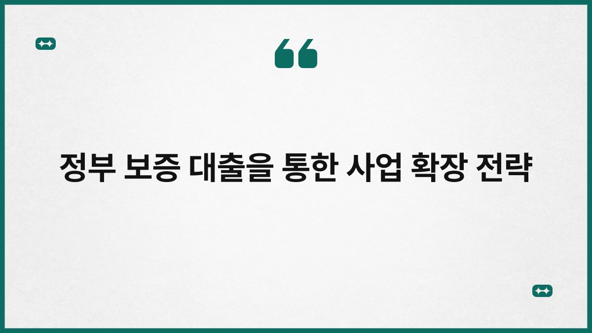 정부 보증 대출을 통한 사업 확장 전략 1