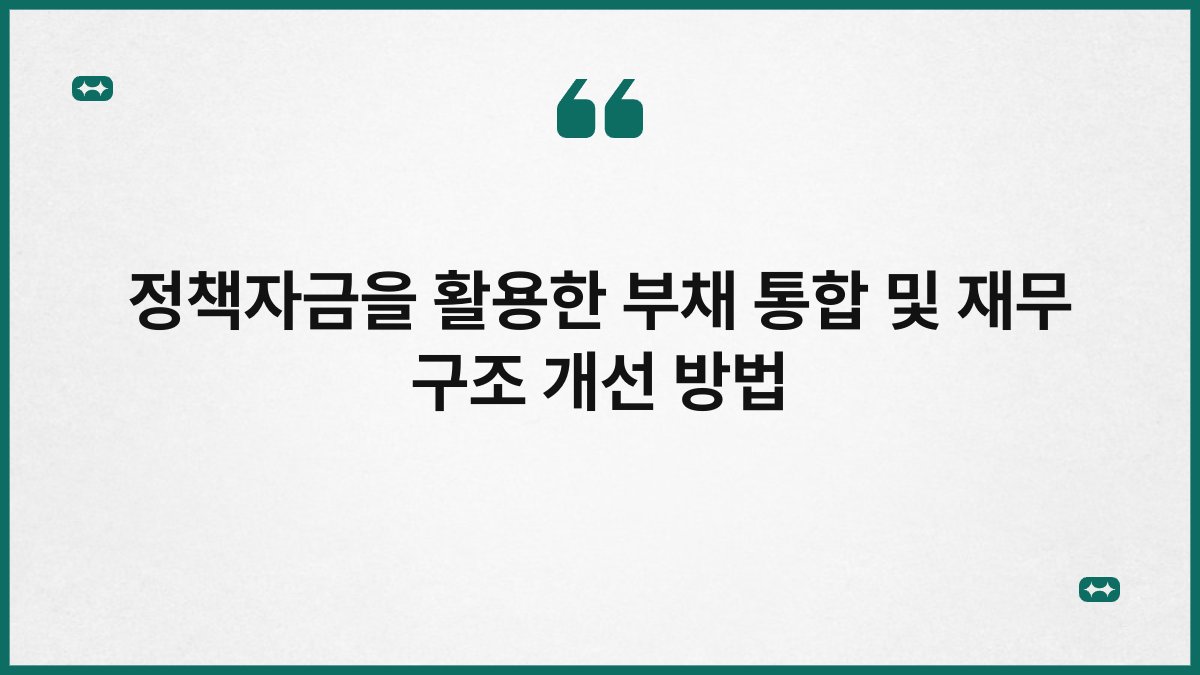 정책자금을 활용한 부채 통합 및 재무 구조 개선 방법 1