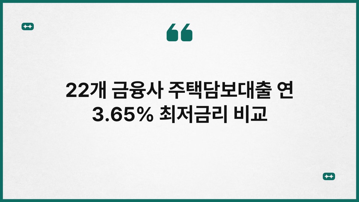 22개 금융사 주택담보대출 연 3.65% 최저금리 비교 1