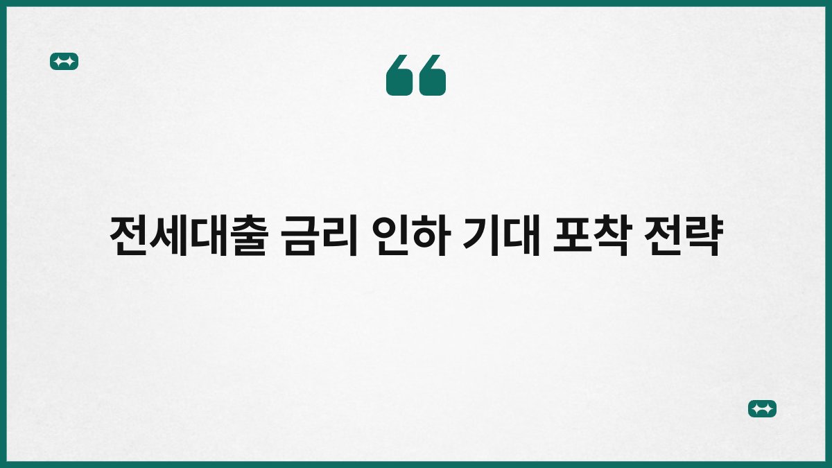 전세대출 금리 인하 기대 포착 전략 1