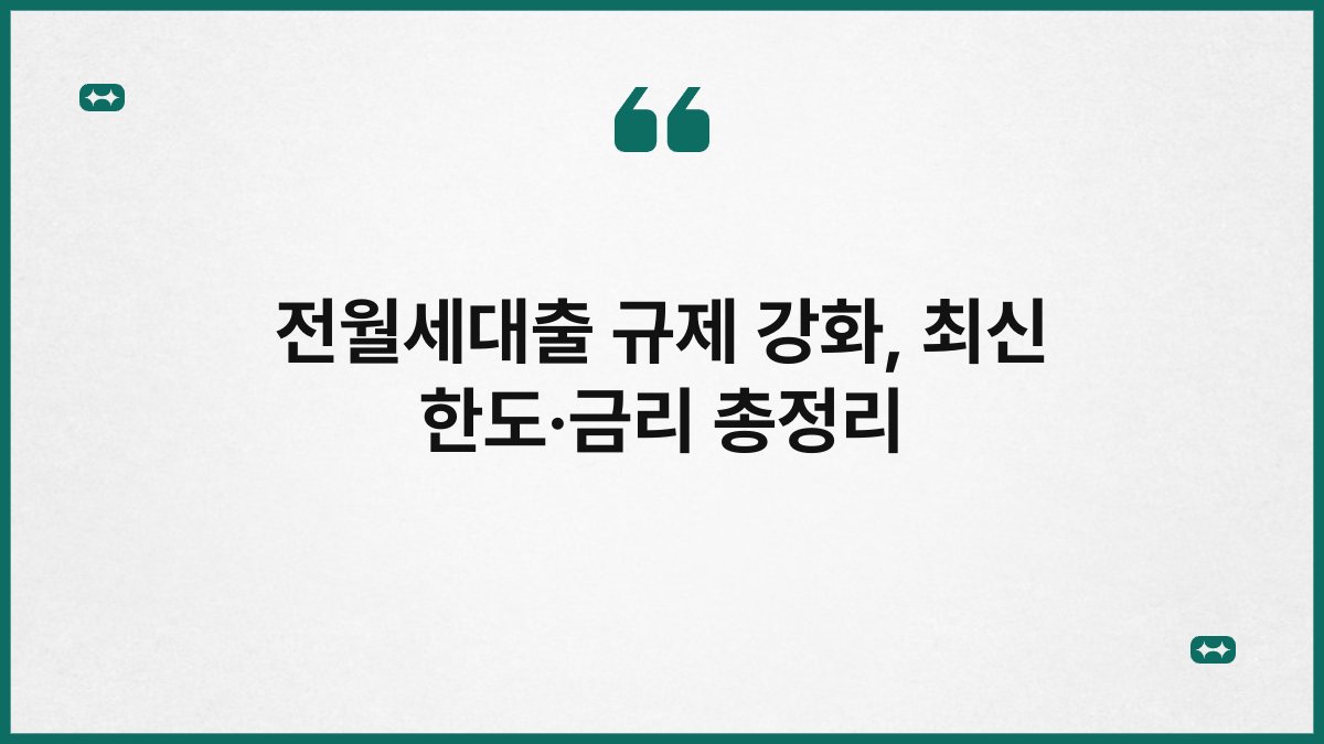 전월세대출 규제 강화, 최신 한도·금리 총정리 1