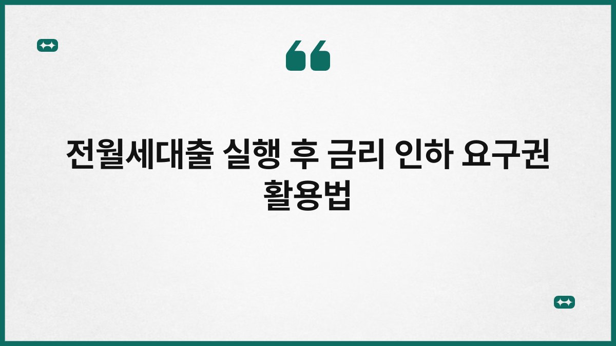 전월세대출 실행 후 금리 인하 요구권 활용법 1
