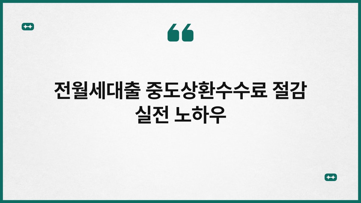 전월세대출 중도상환수수료 절감 실전 노하우 1
