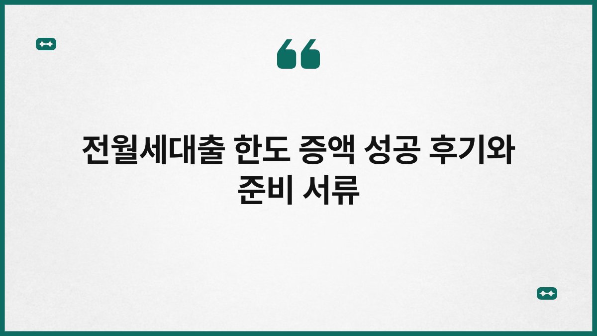 전월세대출 한도 증액 성공 후기와 준비 서류 1