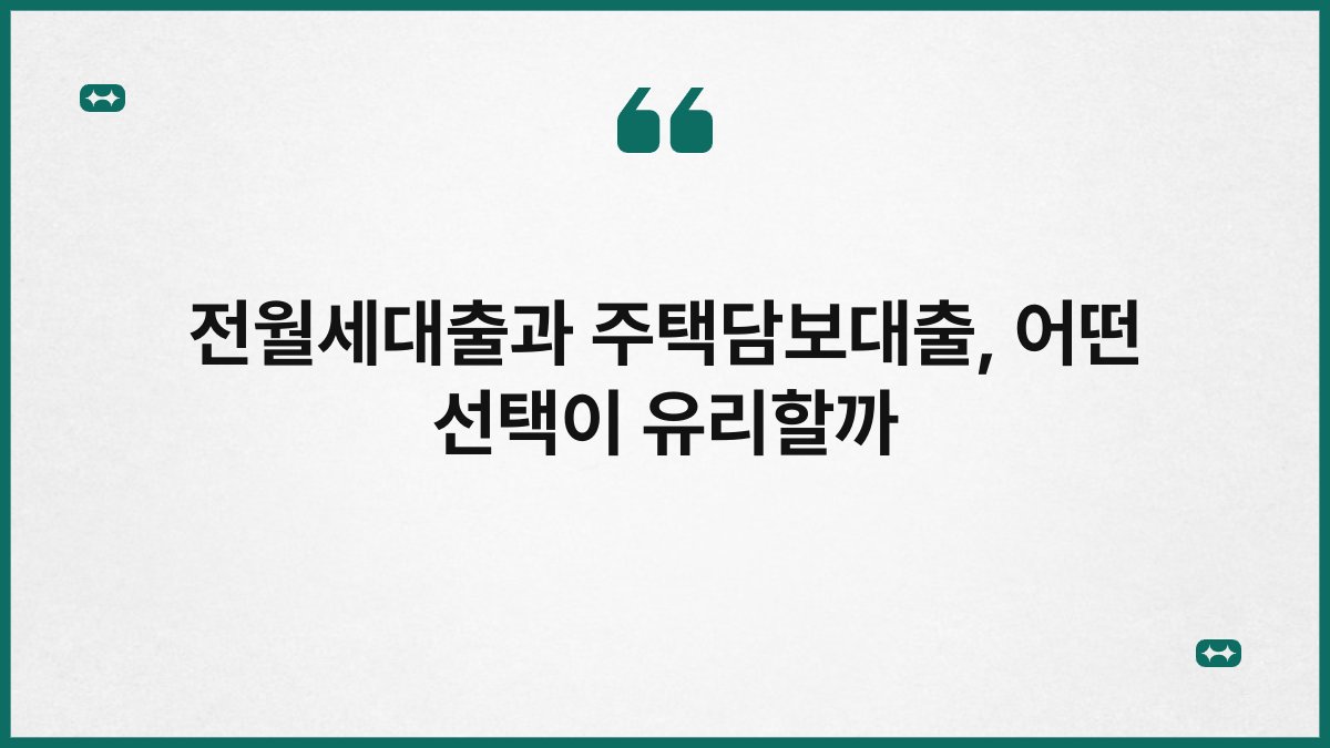 전월세대출과 주택담보대출, 어떤 선택이 유리할까 1
