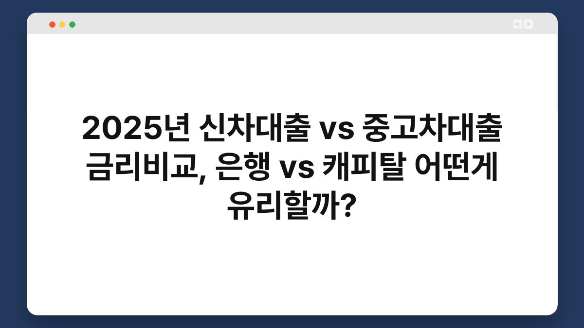 2025년 신차대출 vs 중고차대출 금리비교, 은행 vs 캐피탈 어떤게 유리할까? 1