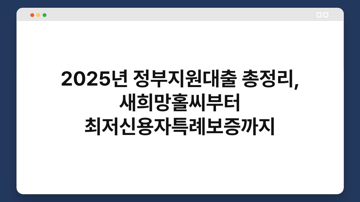 2025년 정부지원대출 총정리, 새희망홀씨부터 최저신용자특례보증까지 1