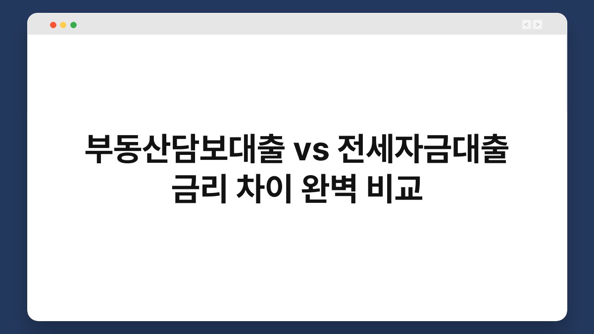 부동산담보대출 vs 전세자금대출 금리 차이 완벽 비교 1