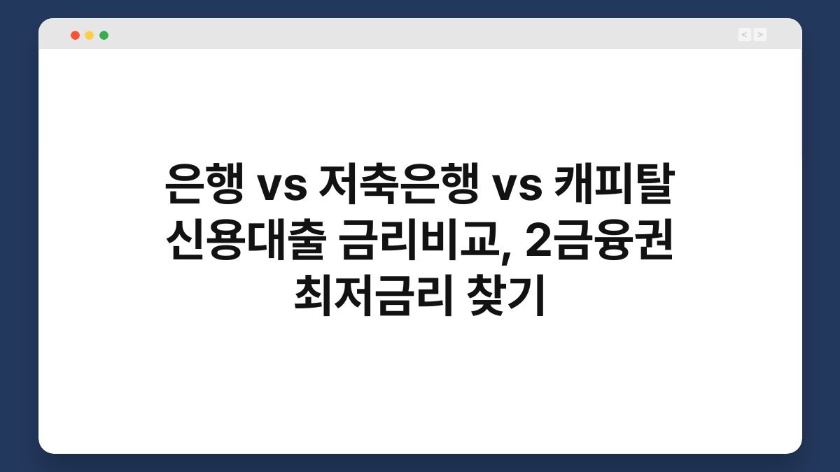 은행 vs 저축은행 vs 캐피탈 신용대출 금리비교, 2금융권 최저금리 찾기 1