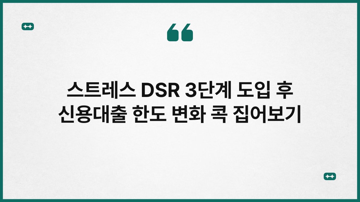 스트레스 DSR 3단계 도입 후 신용대출 한도 변화 콕 집어보기 1
