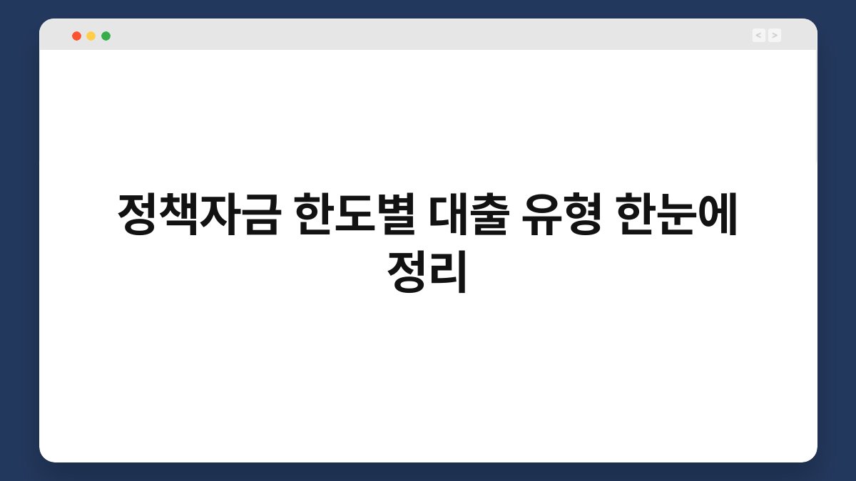 정책자금 한도별 대출 유형 한눈에 정리 1