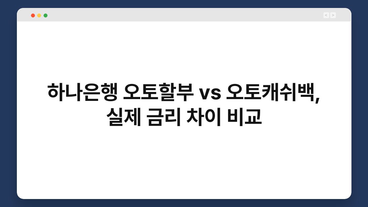 하나은행 오토할부 vs 오토캐쉬백, 실제 금리 차이 비교 1
