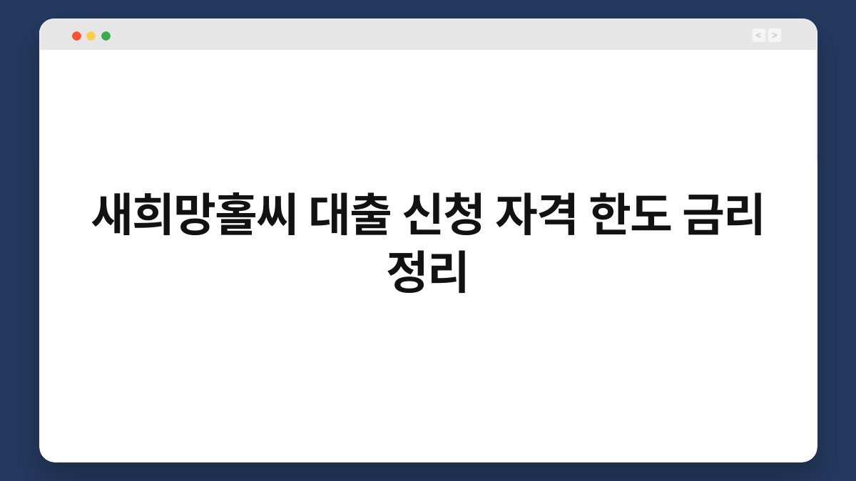 새희망홀씨 대출 신청 자격 한도 금리 정리 1