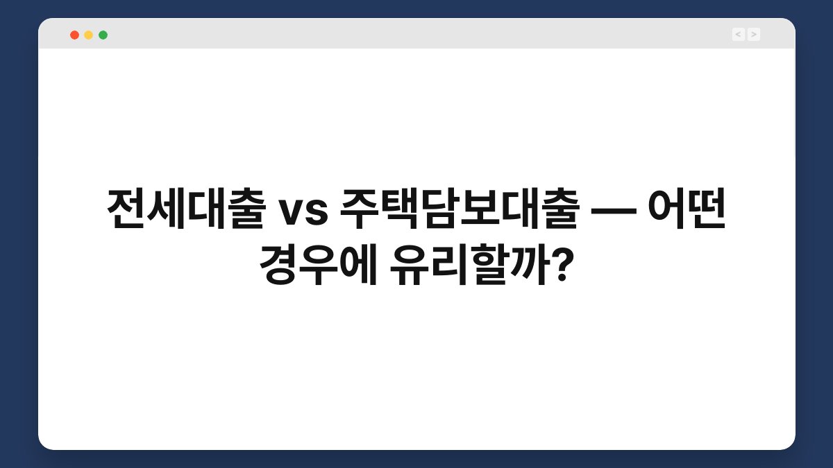 전세대출 vs 주택담보대출 — 어떤 경우에 유리할까? 1